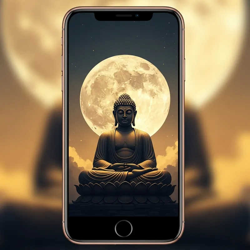 Tranquil Buddha Meditation Under Full Moon - Zen Wallpaper Tranquil Buddha Meditation Under Full Moon - Zen Wallpaper