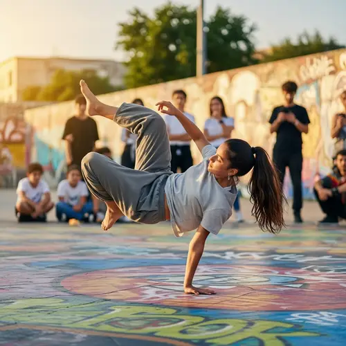 Hispanic Girl Breakdancing Barefoot - Urban Dance Showcase