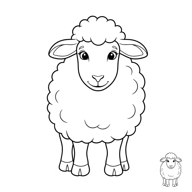 Simple & Cute Sheep Coloring Page for Toddlers