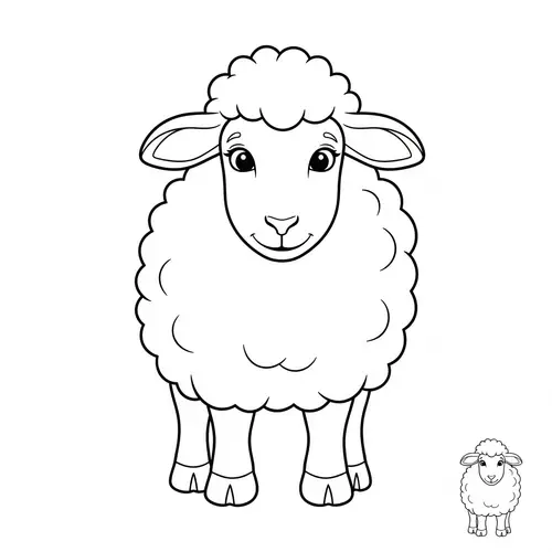 Cute and Friendly Sheep Coloring Page for Kids