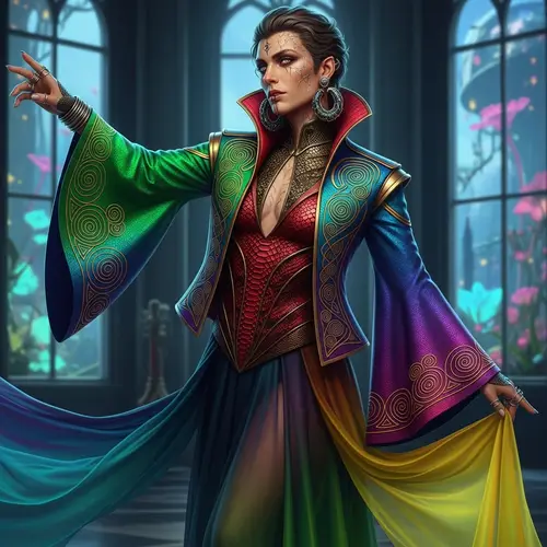 Androgynous Serpent-Like Figure in Stylish Attire