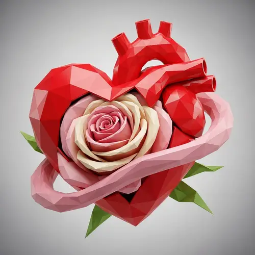 3D Geometric Rose and Heart | Organic and Symbolic Composition