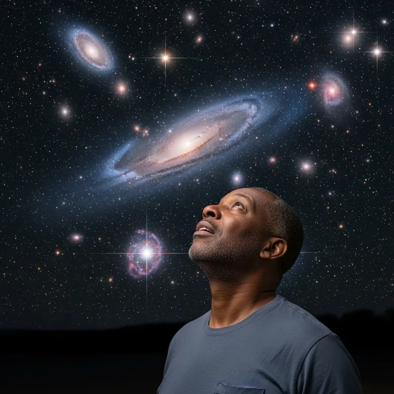 Man Stargazing at the Universe | Cosmic Wonder Portrait