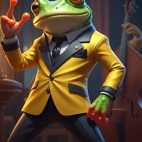 Elegant Yellow Suit Frog - Vibrant Scene
