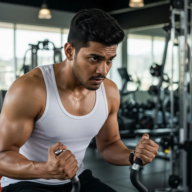 Visually Appealing South Asian Man Intensely Working Out at Gym Visually Appealing South Asian Man Intensely Working Out at Gym