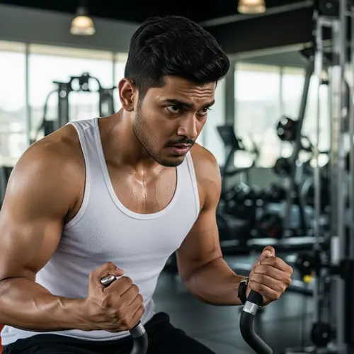 Young South Asian Man Sweating at Gym | Fitness Enthusiast Workout