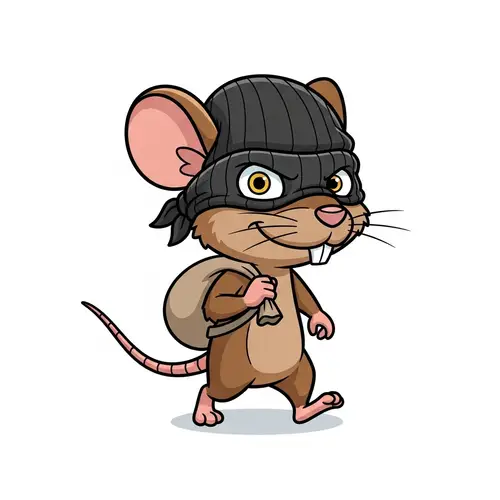 Mischievous Brown-Haired Mouse Thief | Cute Character Illustration