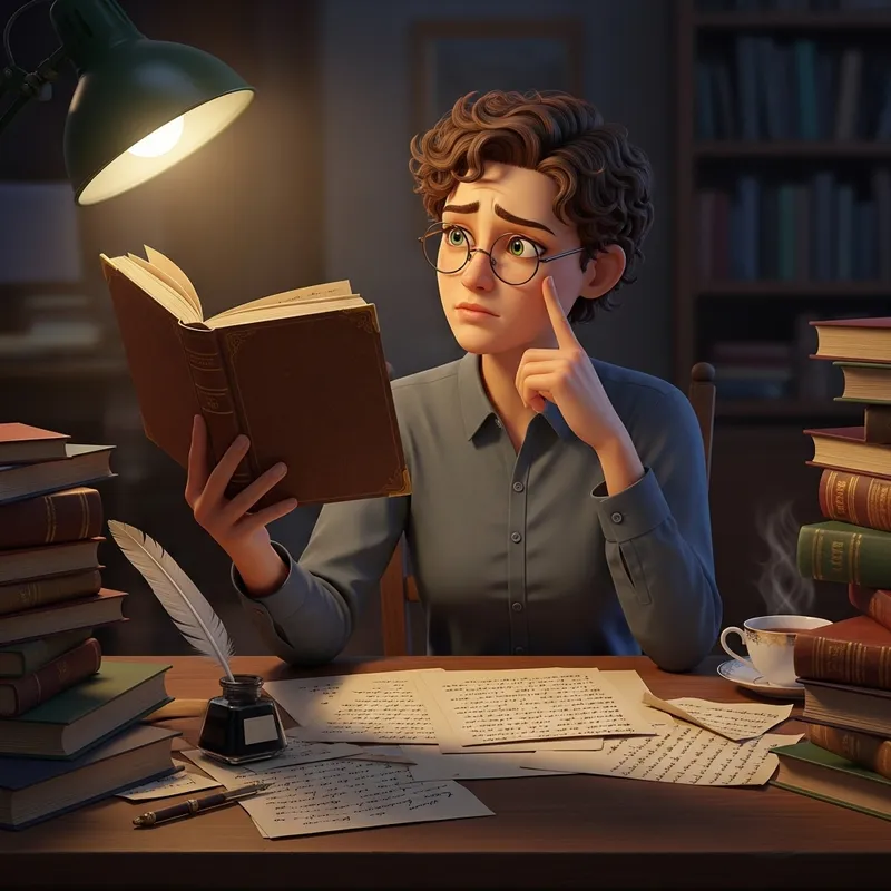 Fictional Character Deep in Thought at Desk: Analyzing Judith Butler