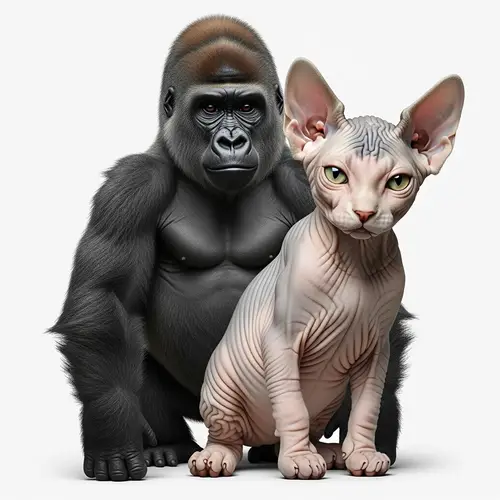 Cute Hybrid Creature: Gorilla-Cat Offspring