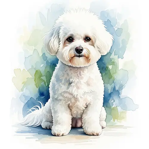 Delicate Watercolor Painting of Bichon Frise