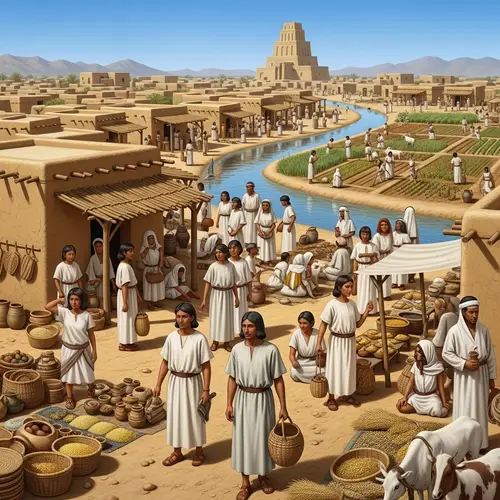 Ancient Sumerian Civilization Marketplace - Trade & Agriculture