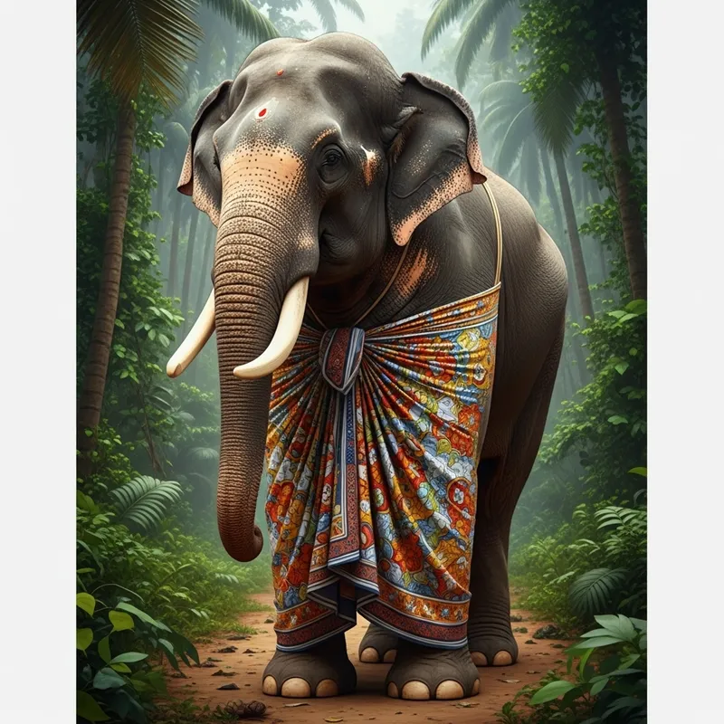 Magnificent Elephant in Colorful Lungi | Jungle Fusion