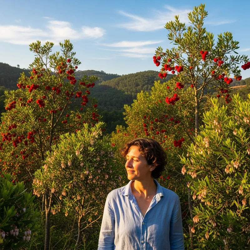 Navas and Strawberry Trees in Lush Green Landscape