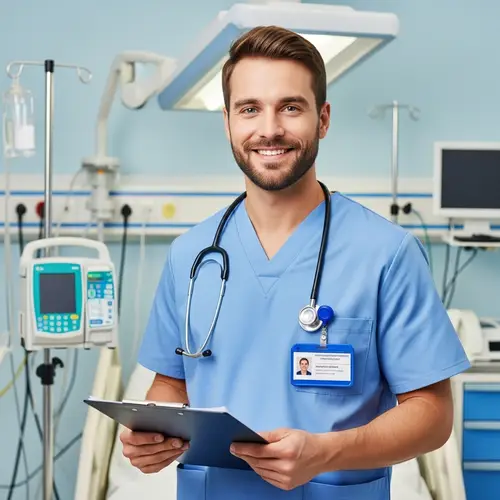 Handsome Male Nurse: Compassionate Care in Scrubs