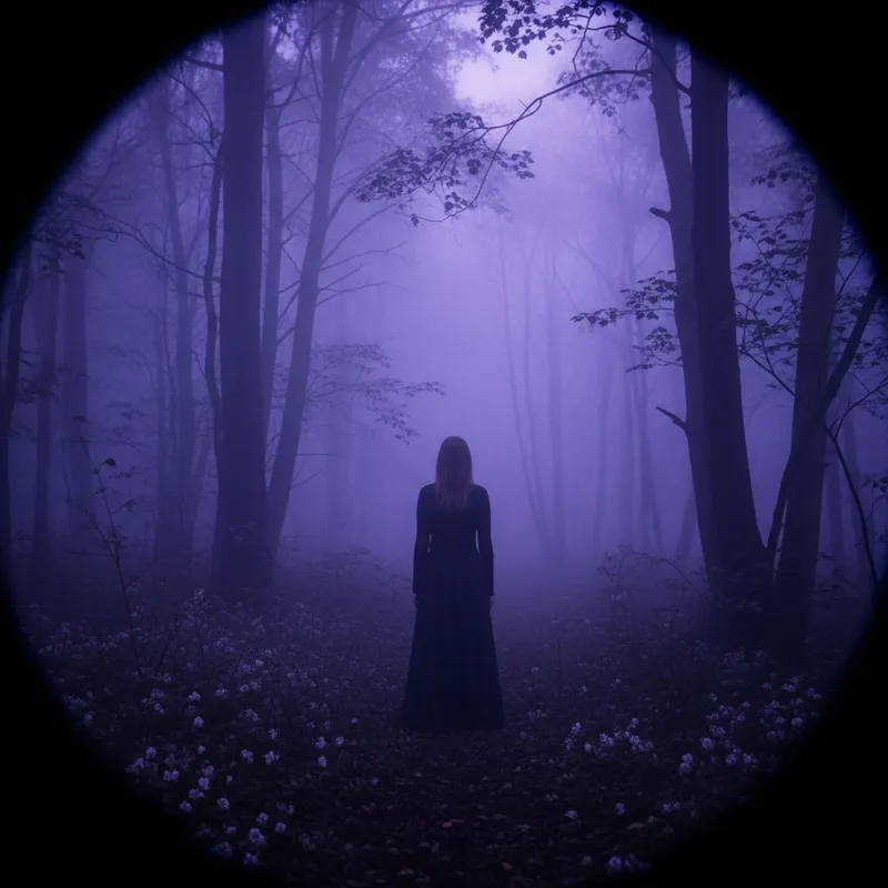 Ethereal Foggy Forest in Deep Purples and Blues - Fantasy-Inspired