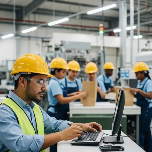 Latino Industrial Engineer at High-Tech Paper Bag Production Plant
