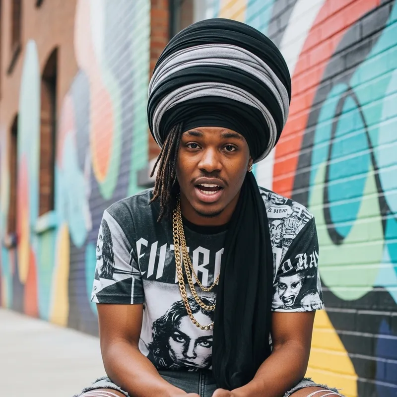 Urban Streetwear African Man Turban Look | Juice World Image