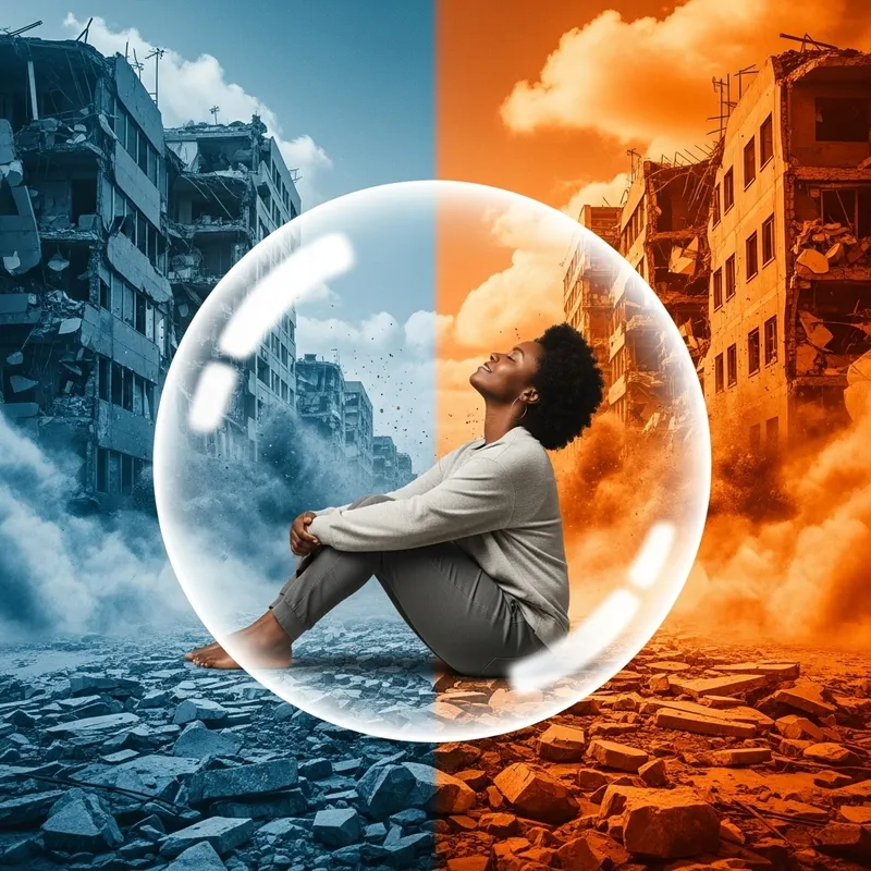Peaceful Bubble Surrounded by Chaos - A Captivating Image