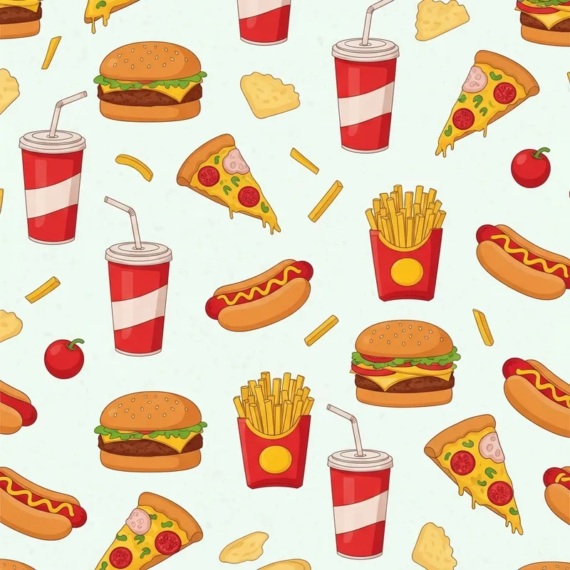 Vibrant Fast Food Wallpaper Design Vibrant Fast Food Wallpaper Design