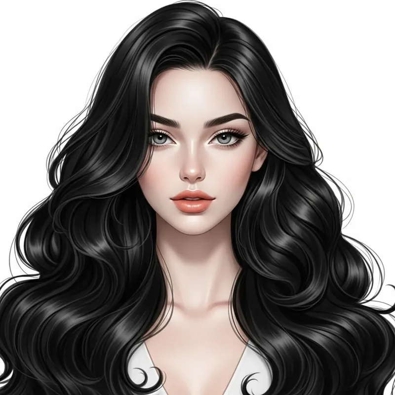 Radiant Woman with Pale, Smooth Skin and Grey Almond Eyes