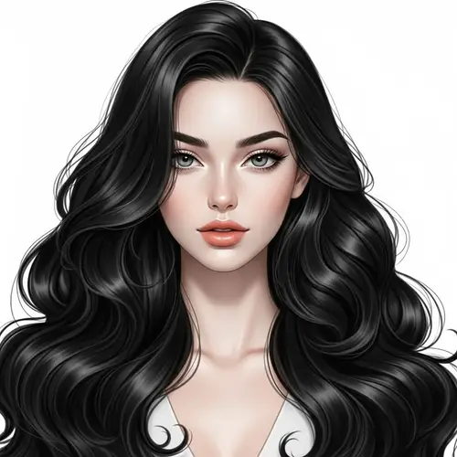 Radiant Woman with Pale Skin, Grey Eyes, and Full Lips