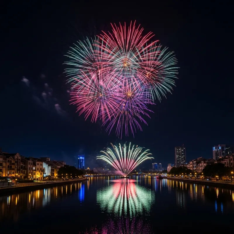 New Year Midnight Fireworks on River | Modern Twist