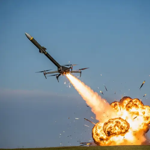 Rocket Strikes Drone – Explosive Aerial Encounter