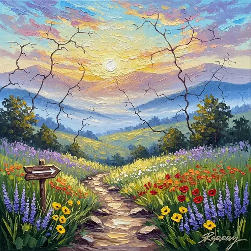 Impressionist Style Oil Painting Conveying The Concept of Beginning