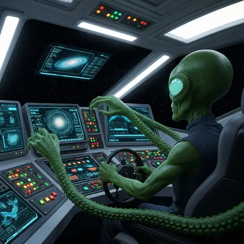 Alien on Spaceship: Journey Through Space | Galactic Exploration