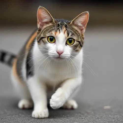 Domestic Shorthair Cat with Striking Eyes and Agile Paws