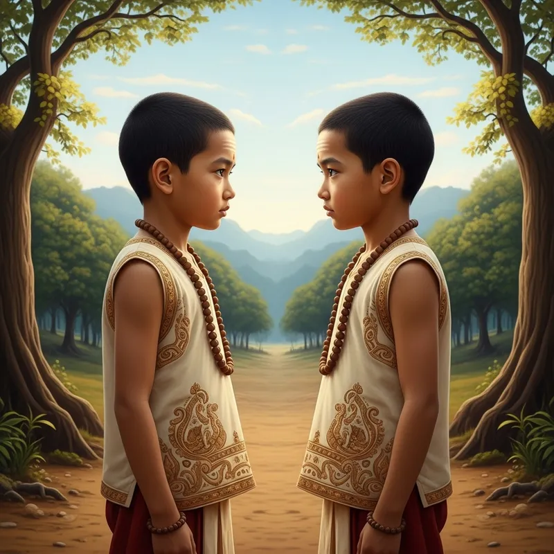Realistic Painting of Stunning Young Buddhas in Harmony
