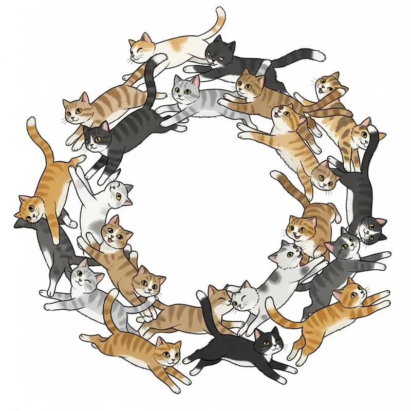 Joyful Cats Chasing Tails in Circle | Feline Playfulness Joyful Cats Chasing Tails in Circle | Feline Playfulness