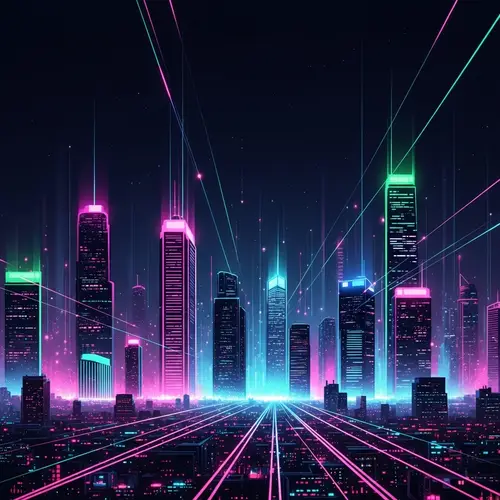 Neon Cityscape | Abstract Modern Artwork
