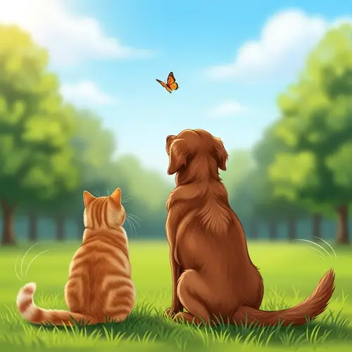 Cat and Dog Friendship in Sunny Park | Harmony Scene