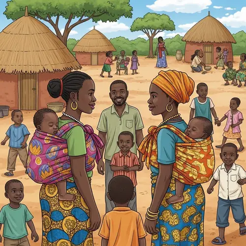African Community Scene: Mothers, Fathers, Children, and Harmony