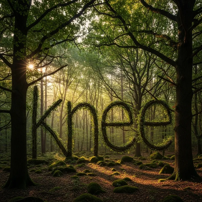 Mystical Forest with Towering Trees and Hidden Clue Mystical Forest with Towering Trees and Hidden Clue