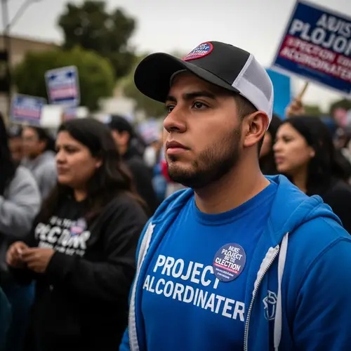 Focused Project Coordinator at Election Rally | Street Photography