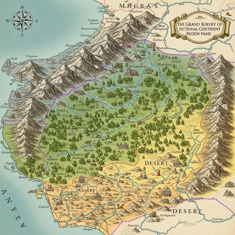 Antique Geographic Map with Stunning Landscapes