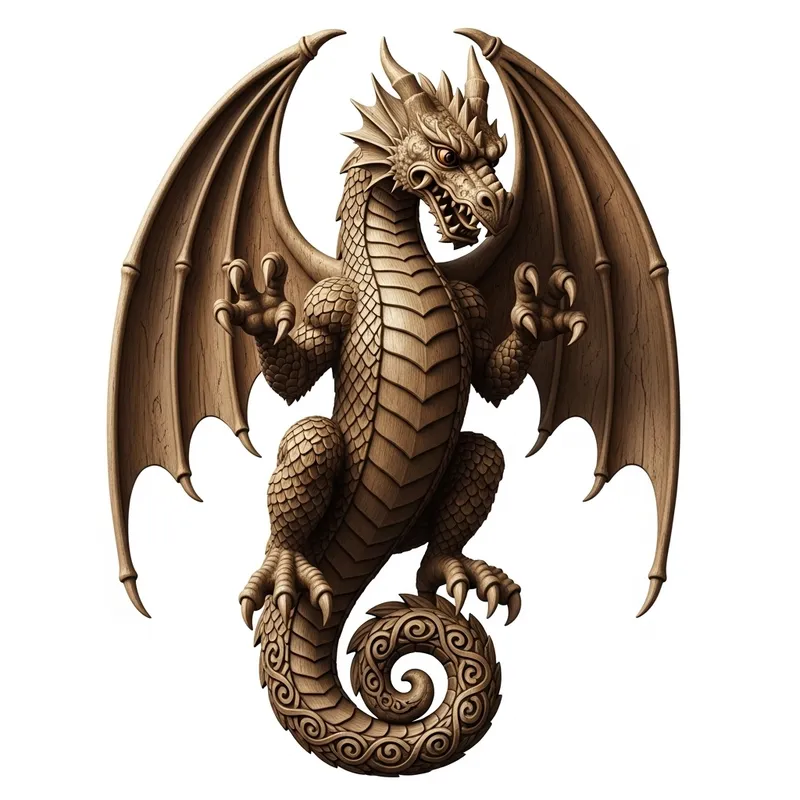 Wooden Dragon Sculpture - Exquisite Craftsmanship