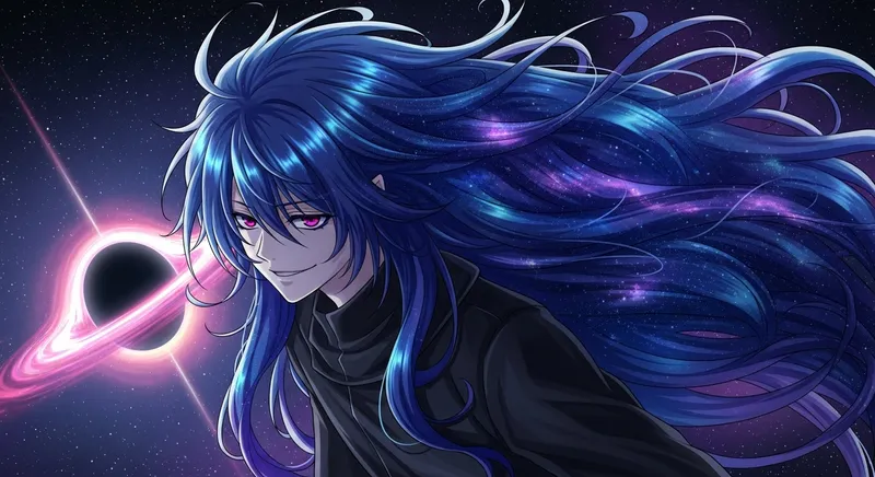 Universe-Gazing Sadistic Anti-Hero with Cosmic Blue & Purple Hair