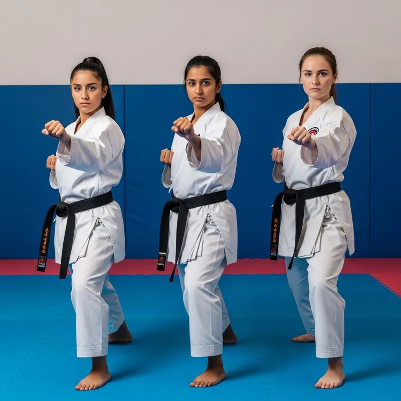 Multiethnic Female Karate Practitioners | Traditional Martial Arts Stances
