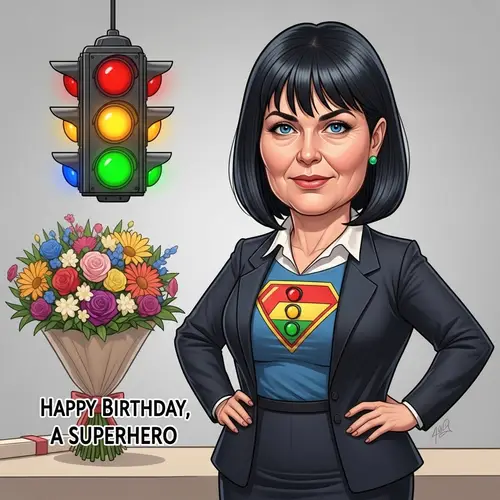 Humorous Female Superhero Birthday Wishes Portrait