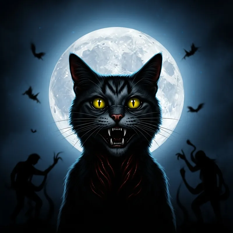 Terrifying Horror Cat in Menacing Moonlight