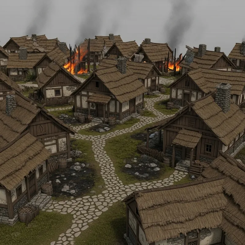 Peasant Village Fire Scene