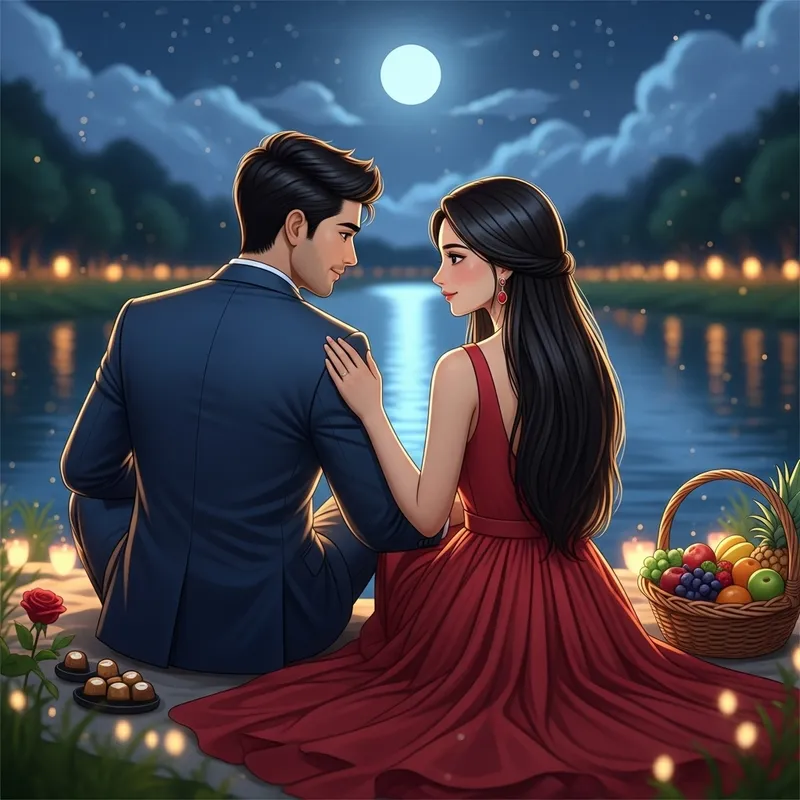 Romantic Moonlit Scene of Indian Couple | Outdoor Affection