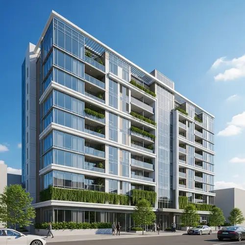 Modern Apartment Building with Stylish Design