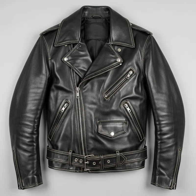 Black Leather Biker Jacket - Classic Style & Rugged Charm