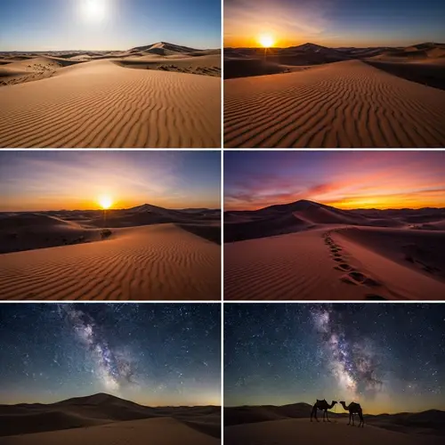 Stunning Sahara Desert Photography: Sand Dunes, Sunset Colors, and Starlit Nights
