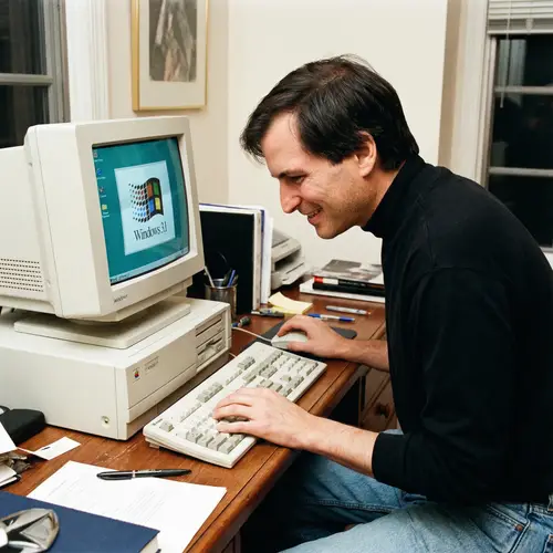 Steve Jobs Working on a Windows PC - Iconic Moment