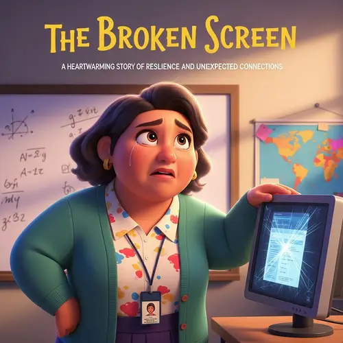Animated Film Cover: Plus-Size Hispanic Teacher Crying by Scratched Computer
